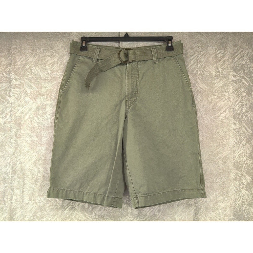 Lucky‎ Brand Shorts Men 30 Army Military Green Twill Chinos Flat Front Belted